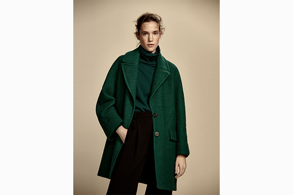 Palton din lana verde Massimo Dutti